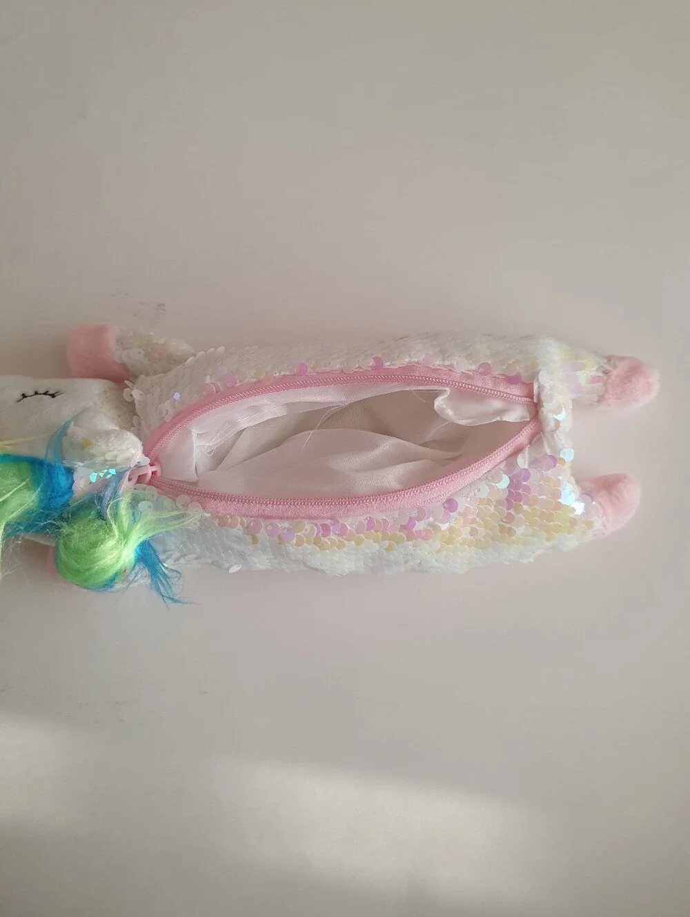 Unicorn Plush Zip Pencil Pouch Case Reversible Sequins Stuffed 10